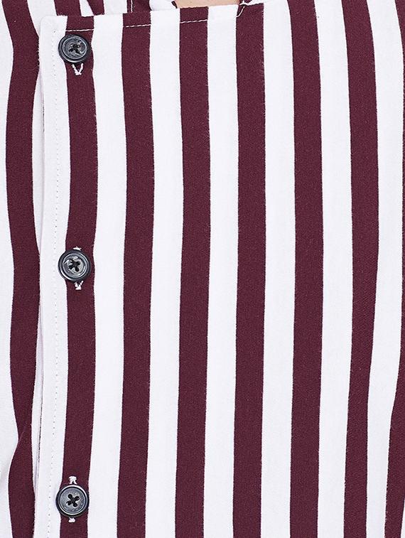brown striped asymmetric kurta - 16438323 - Zoom Image - 4