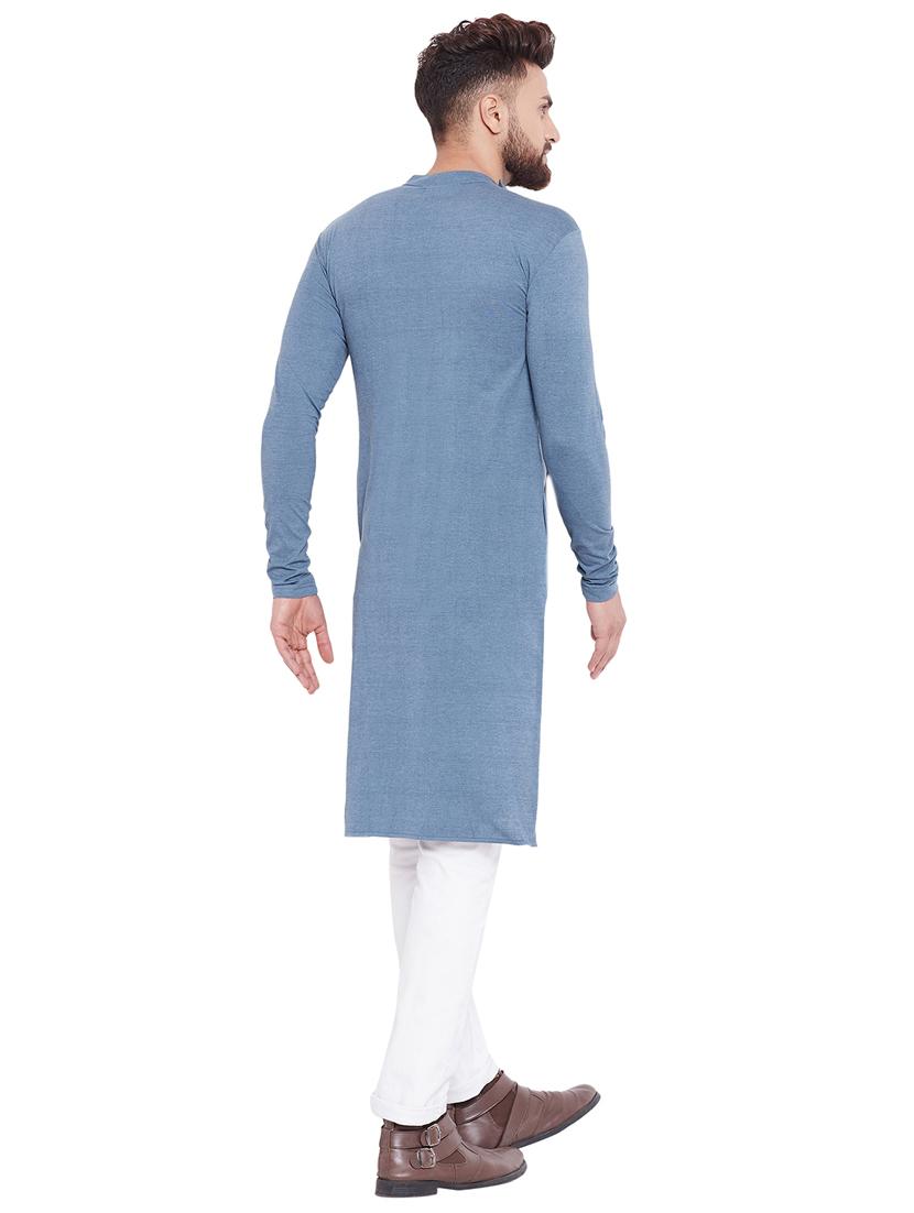 light blue solid asymmetric kurta - 16438325 - Zoom Image - 3
