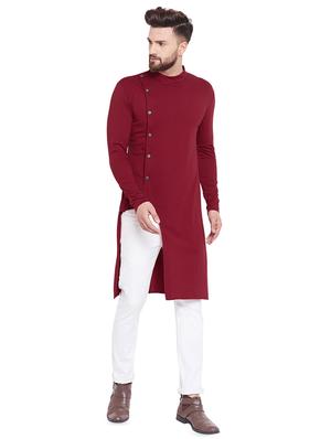 red solid asymmetric kurta - 16438326 - Standard Image - 2
