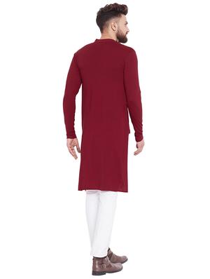 red solid asymmetric kurta - 16438326 - Standard Image - 3
