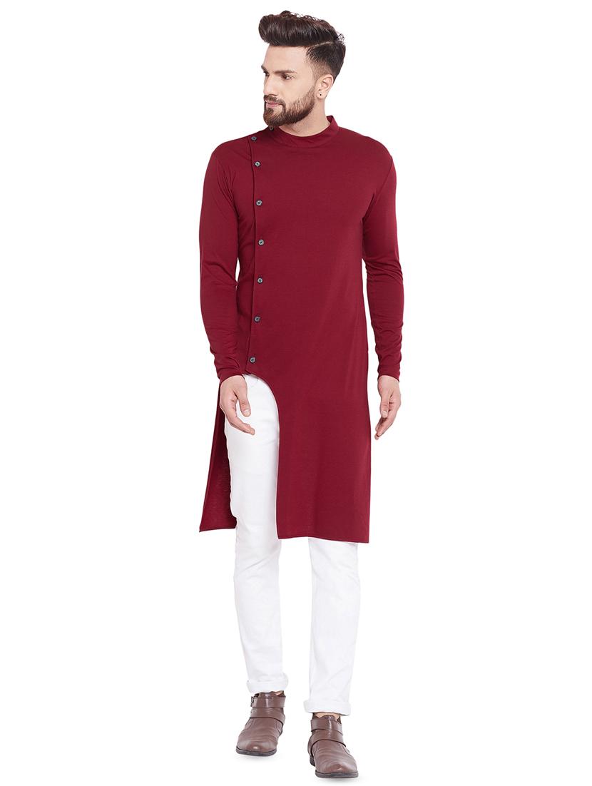 red solid asymmetric kurta - 16438326 - Zoom Image - 1