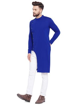 blue solid asymmetric kurta - 16438327 - Standard Image - 2