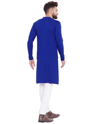 blue solid asymmetric kurta - 16438327 - Standard Image - 3
