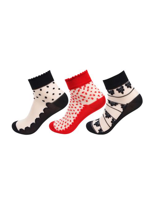 set of 3 multi colored cotton ankle length sock - 16438574 - Standard Image - 1