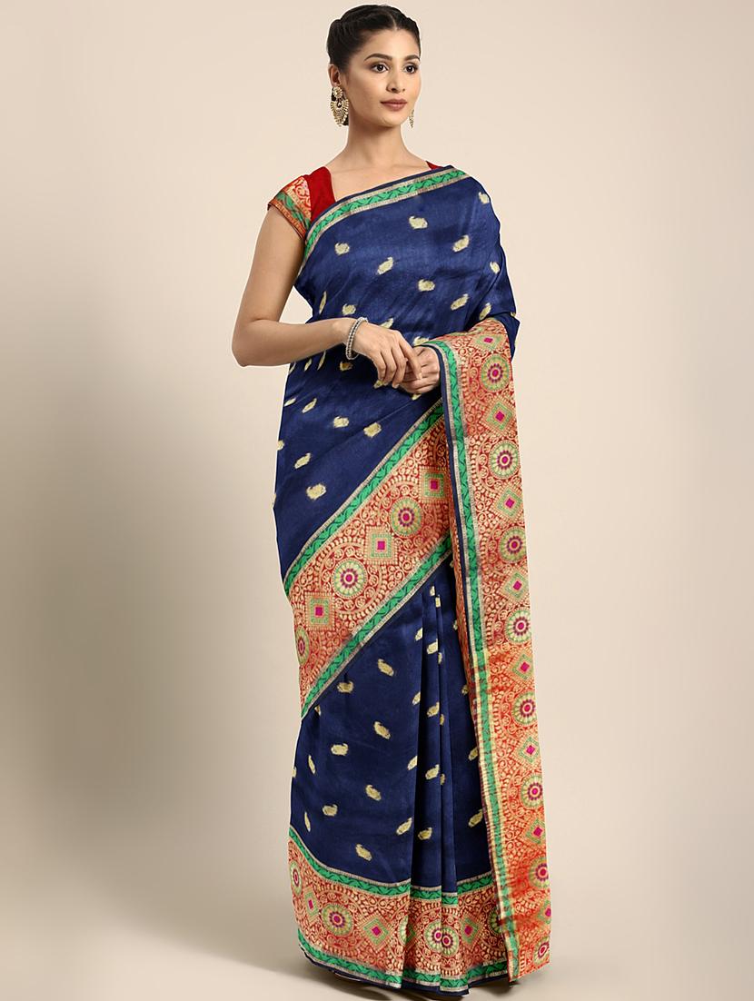 paisley zari motif woven saree with blouse - 16439098 - Zoom Image - 1