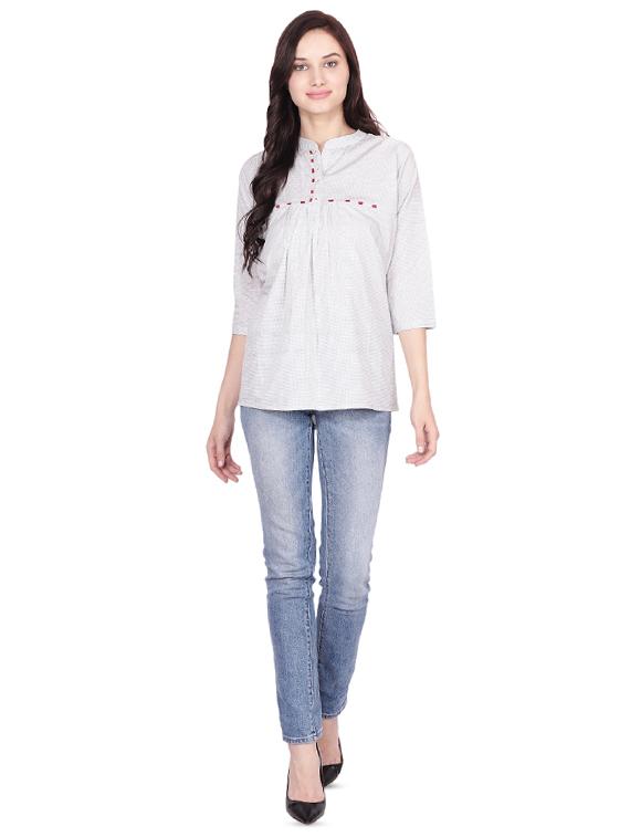 embroidered a-line kurti - 16439560 - Zoom Image - 4