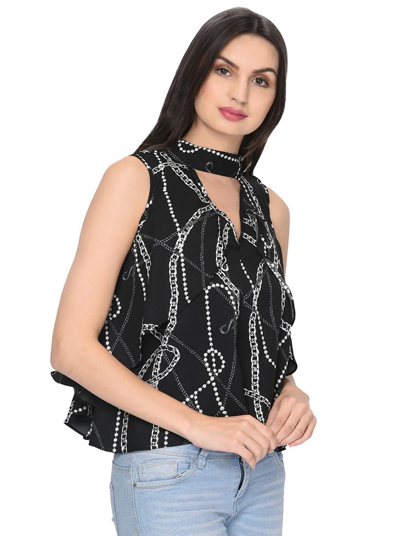 choker neck scarf print top - 16439579 - Zoom Image - 2