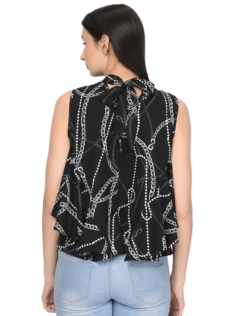 choker neck scarf print top - 16439579 - Zoom Image - 3