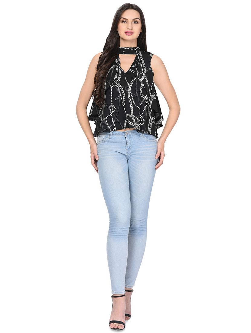 choker neck scarf print top - 16439579 - Zoom Image - 4
