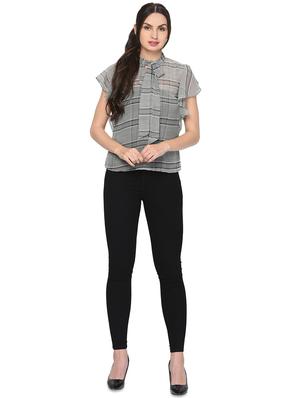 tie up neck checkered top - 16439590 - Standard Image - 4