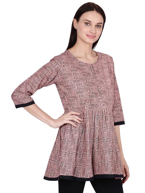 block printed a-line kurti - 16440167 - Standard Image - 1
