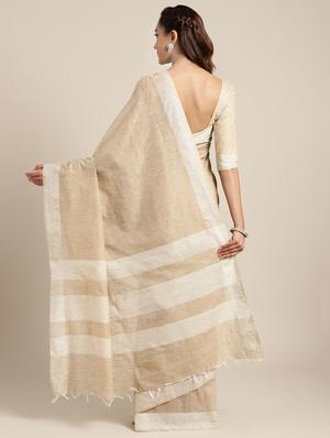 solid handloom saree with blouse - 16440295 - Standard Image - 2