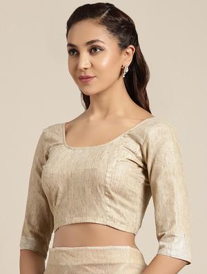 solid handloom saree with blouse - 16440295 - Standard Image - 3