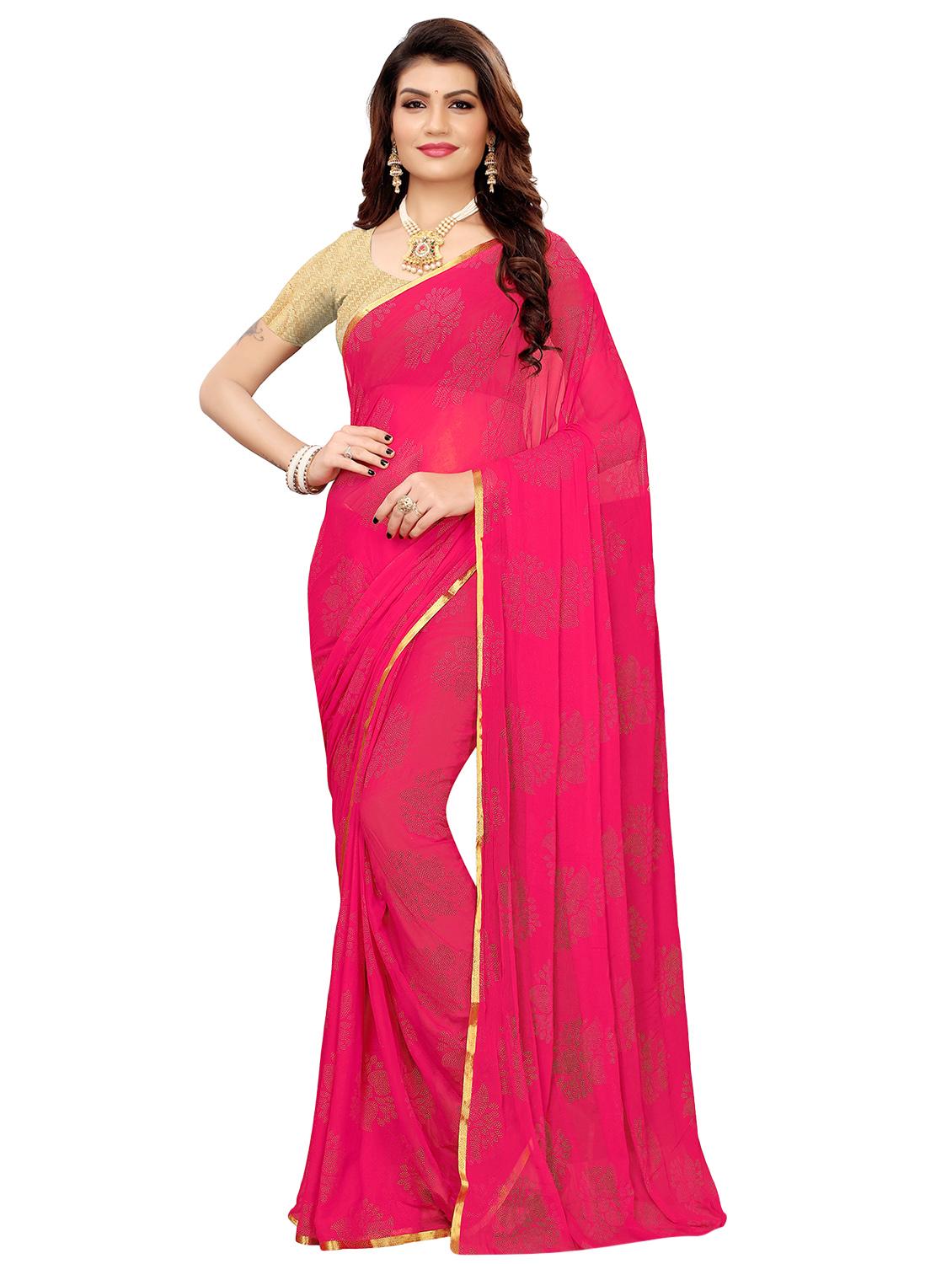 floral motifs embellished saree with blouse - 16440310 - Zoom Image - 1
