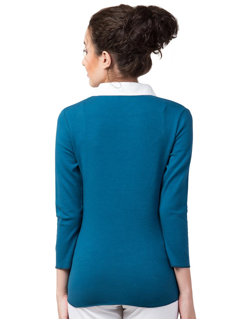 contrast polo neck tee - 16440323 - Zoom Image - 3