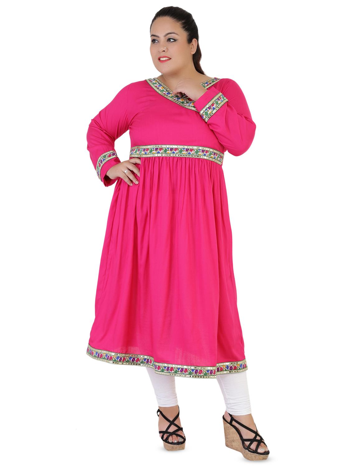 solid a-line kurta - 16440465 - Zoom Image - 1