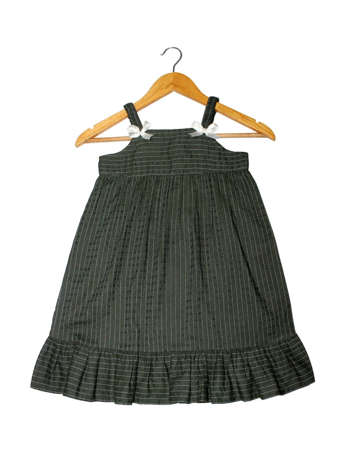 bow patched shoulder strap frock - 16440501 - Zoom Image - 1