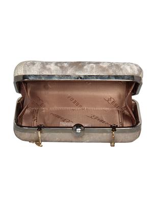gold leatherette (pu) box clutch - 16440945 - Standard Image - 3