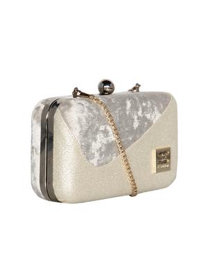 gold leatherette (pu) box clutch - 16440945 - Standard Image - 4