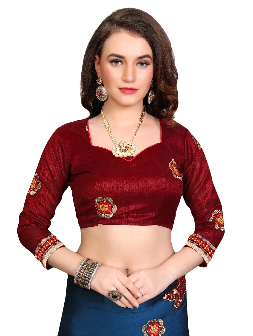 floral embroidered saree with blouse - 16440978 - Zoom Image - 4