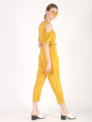 tie front striped jumpsuit - 16441096 - Standard Image - 3