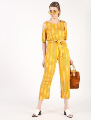 tie front striped jumpsuit - 16441096 - Standard Image - 4