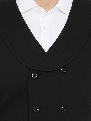 black solid double breasted waist coat - 16441542 - Standard Image - 5