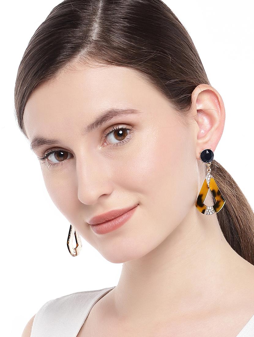 yellow metal drop earring - 16441610 - Zoom Image - 3