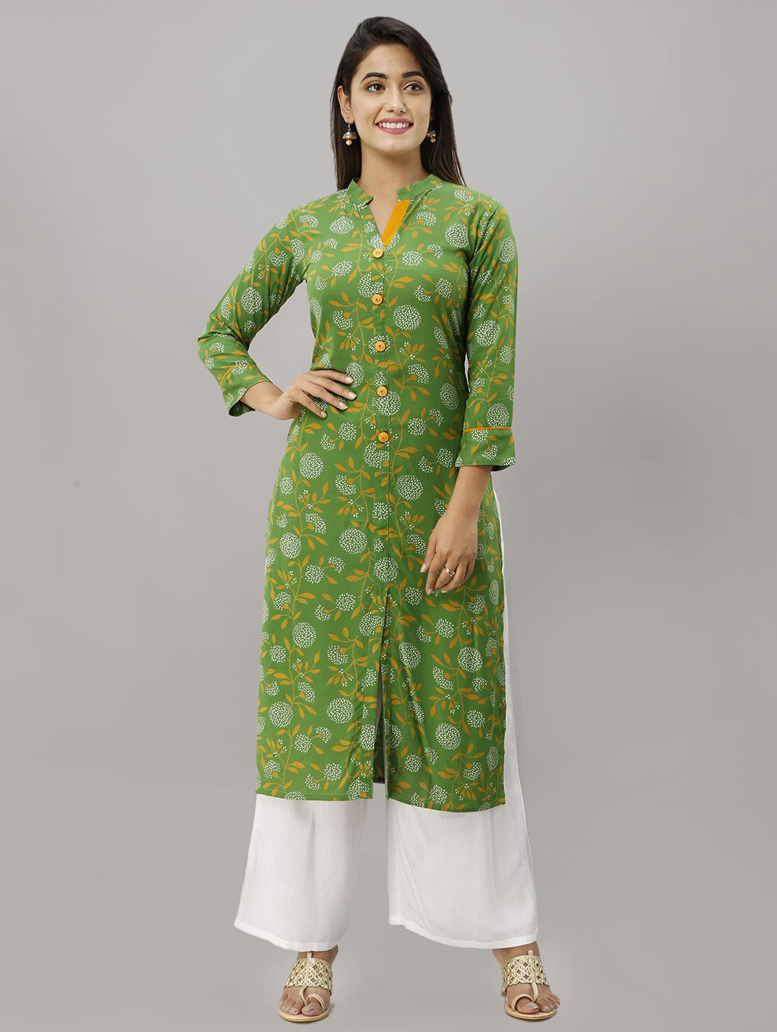 floral printed straight kurta - 16442136 - Zoom Image - 1