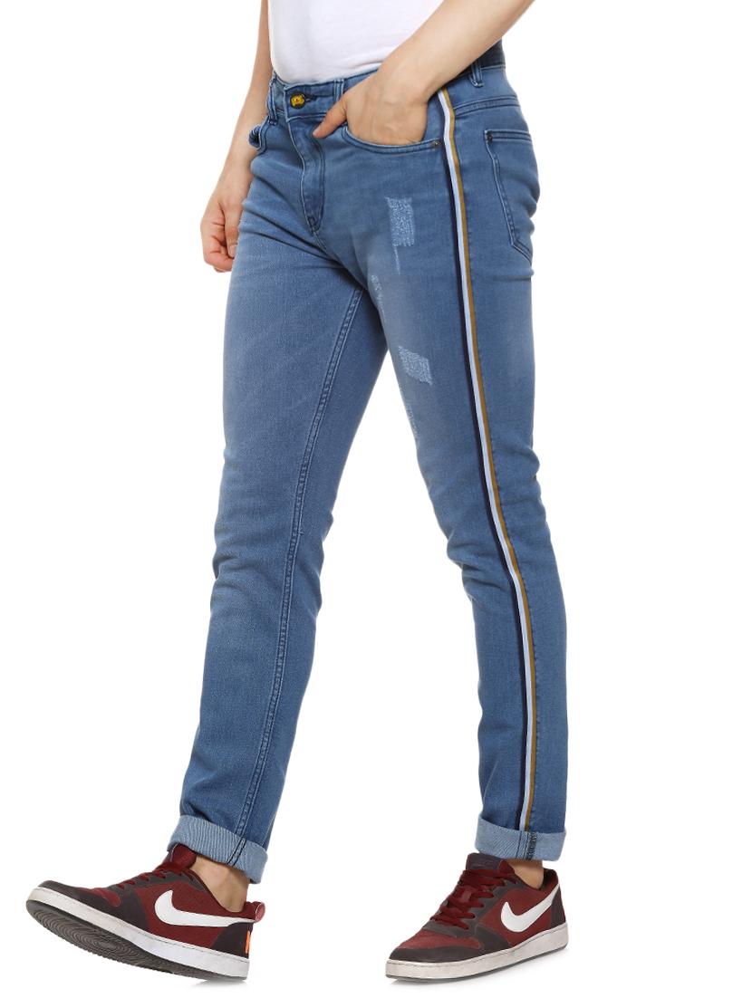 blue side taped ripped denim jeans - 16442964 - Zoom Image - 2