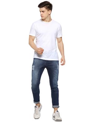blue light washed ripped denim jeans - 16442967 - Standard Image - 4