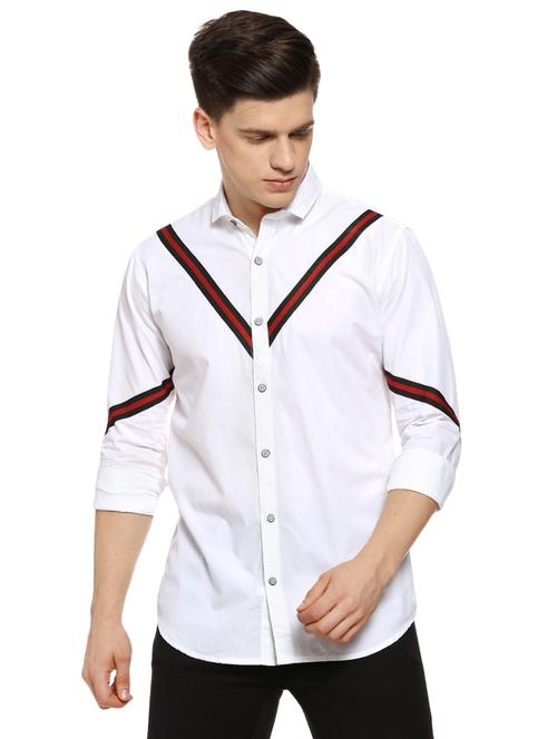 white taped casual shirt - 16442976 - Standard Image - 1