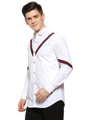 white taped casual shirt - 16442976 - Standard Image - 2