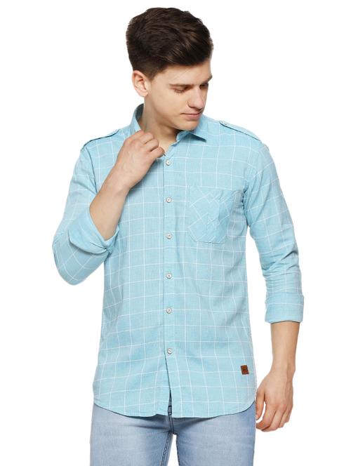 blue checkered casual shirt - 16442980 - Standard Image - 1