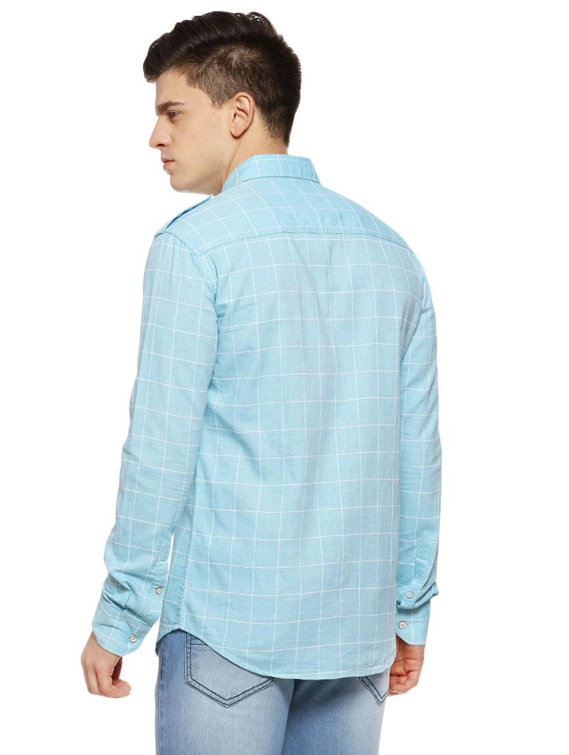 blue checkered casual shirt - 16442980 - Zoom Image - 3