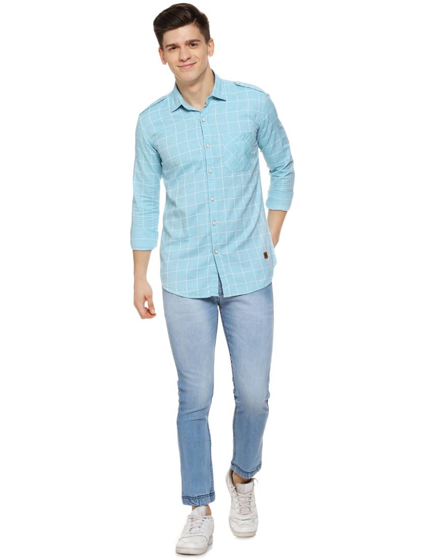 blue checkered casual shirt - 16442980 - Zoom Image - 4