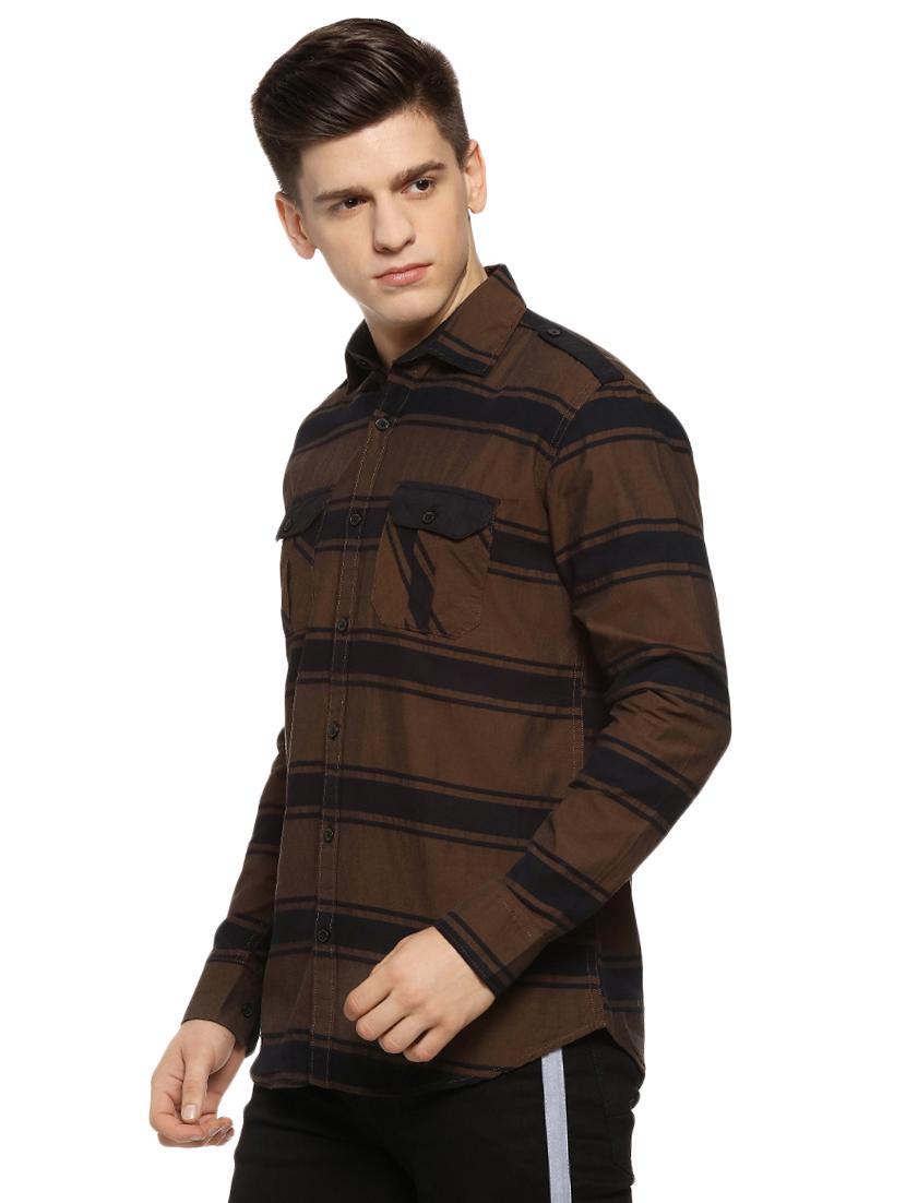 brown striped casual shirt - 16442987 - Zoom Image - 2