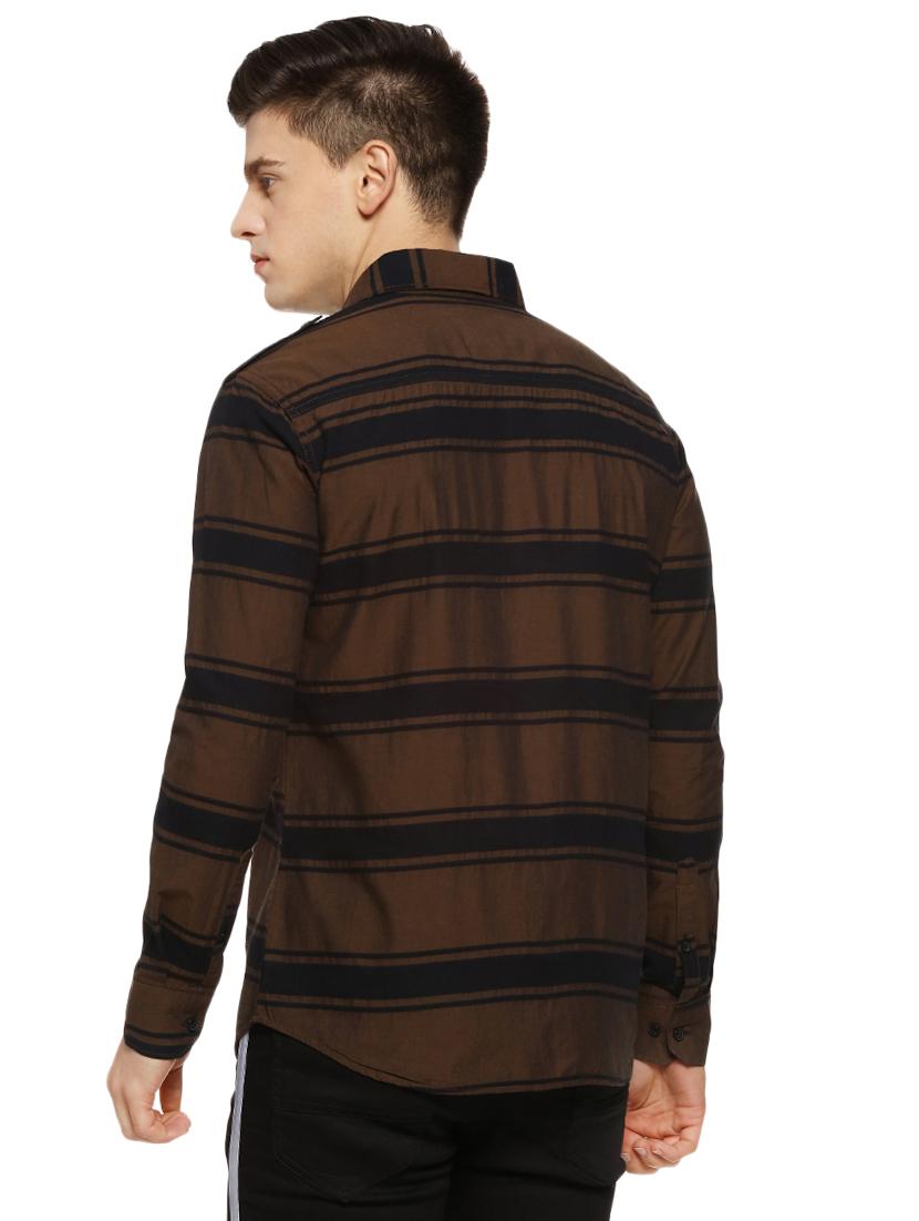 brown striped casual shirt - 16442987 - Zoom Image - 3
