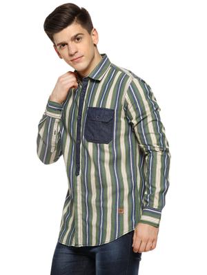 green striped short kurta - 16442993 - Standard Image - 2