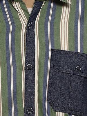 green striped short kurta - 16442993 - Standard Image - 5