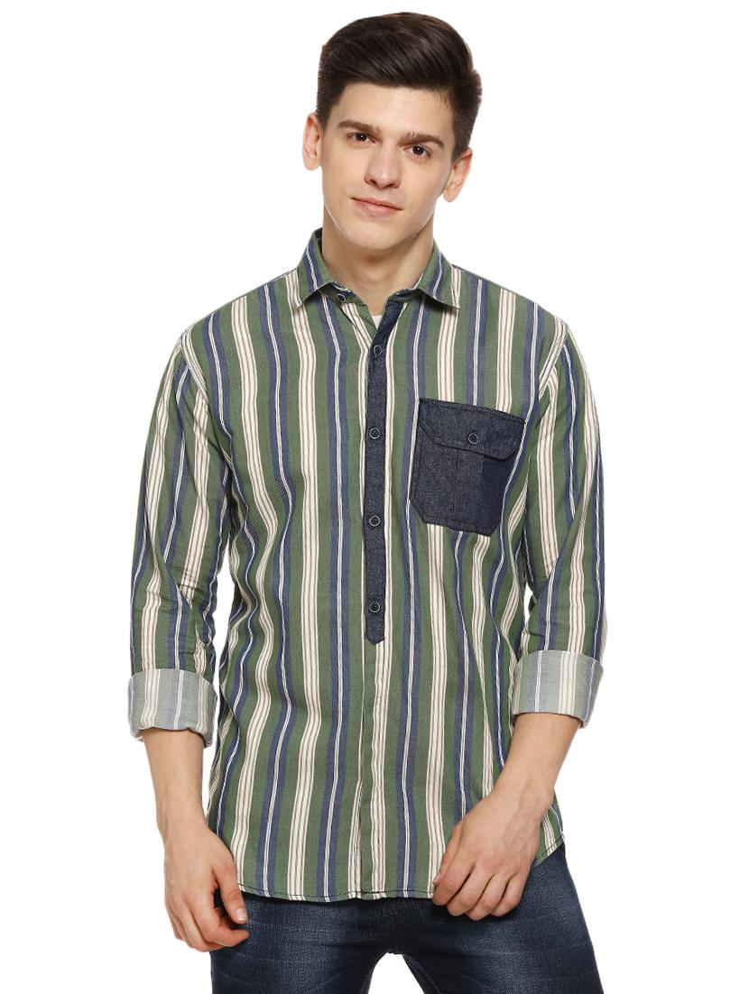 green striped short kurta - 16442993 - Zoom Image - 1