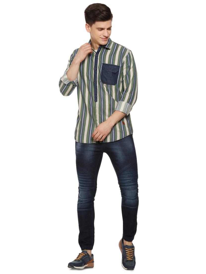 green striped short kurta - 16442993 - Zoom Image - 4