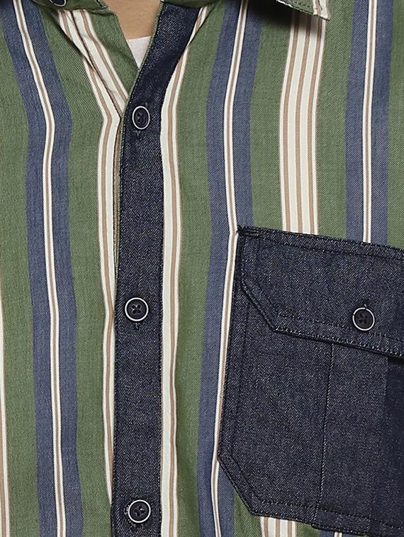 green striped short kurta - 16442993 - Zoom Image - 5