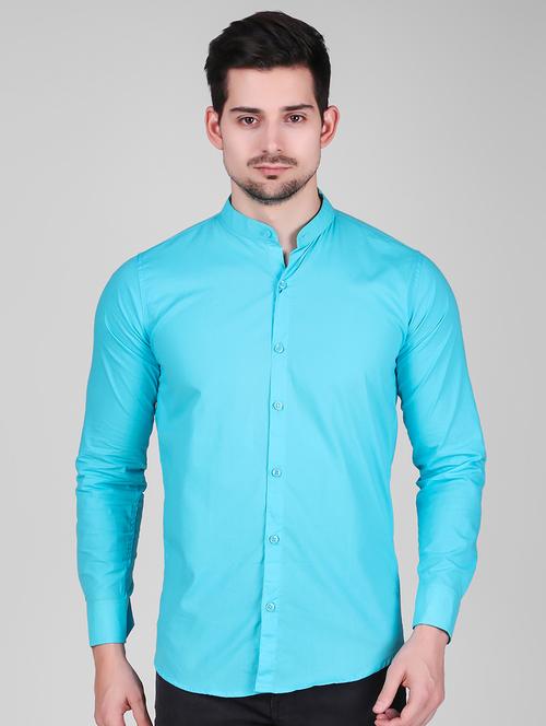 light blue solid casual shirt - 16443070 - Standard Image - 1