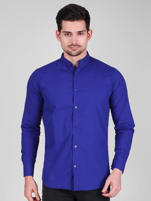 blue solid casual shirt - 16443075 - Very Small Image - 1