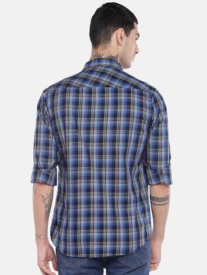 blue checkered casual shirt - 16443726 - Standard Image - 3