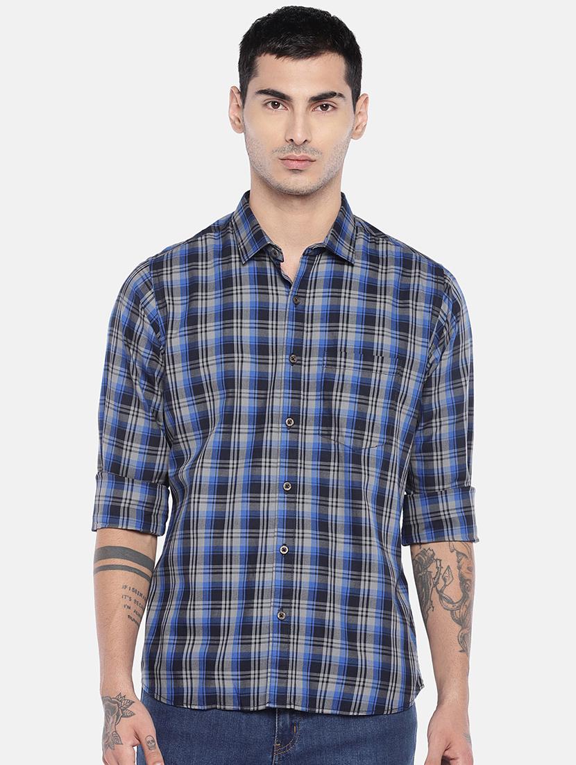 blue checkered casual shirt - 16443726 - Zoom Image - 1