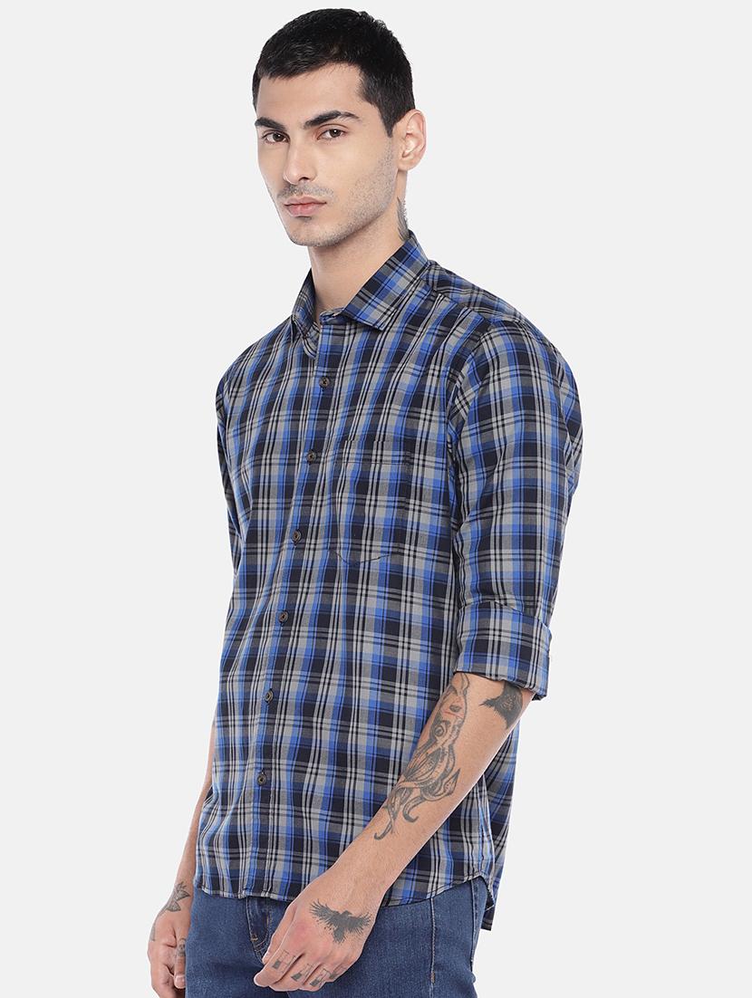 blue checkered casual shirt - 16443726 - Zoom Image - 2