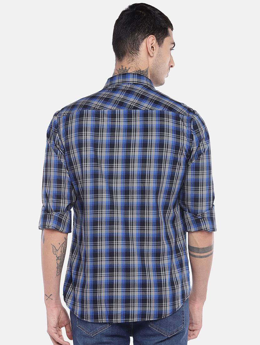 blue checkered casual shirt - 16443726 - Zoom Image - 3