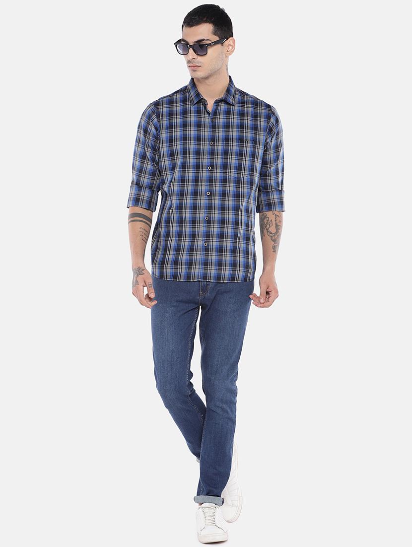blue checkered casual shirt - 16443726 - Zoom Image - 4